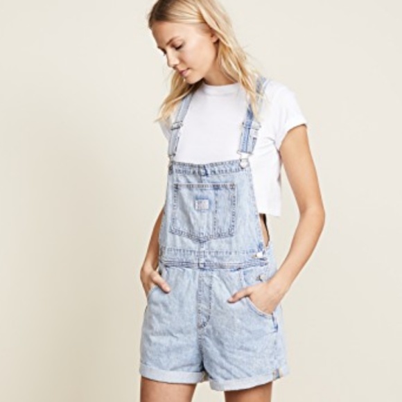 vintage shortall light blue denim overalls